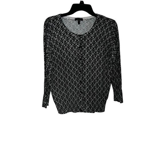 verve ami cardigan black & white sz m Button Down Round Neck Preppy Emo - Picture 1 of 5